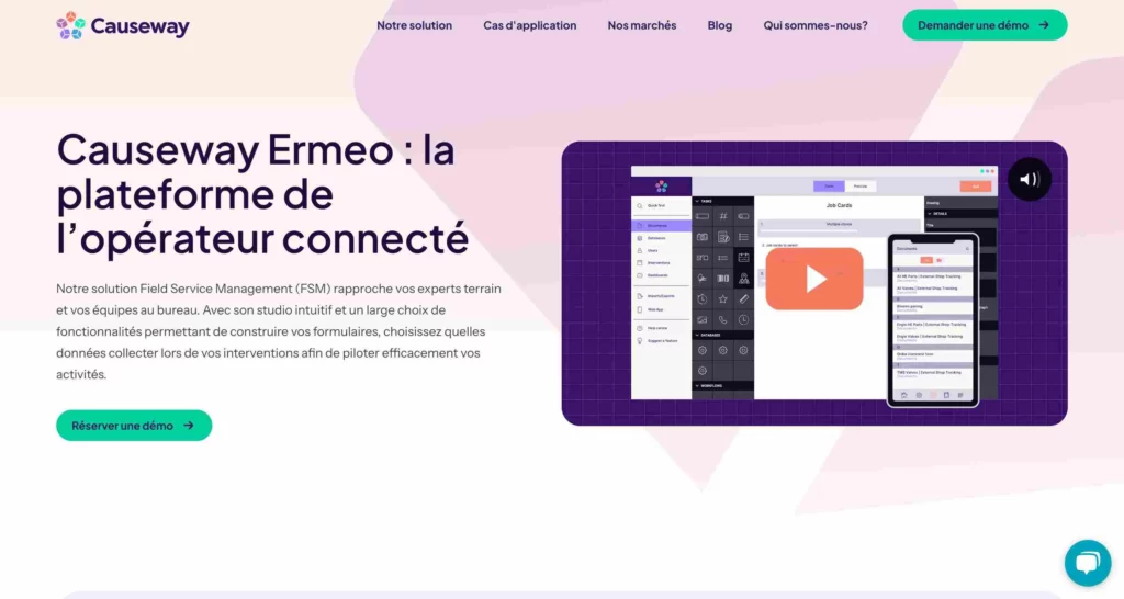 homepage du logiciel de gestion d'intervention ermeo