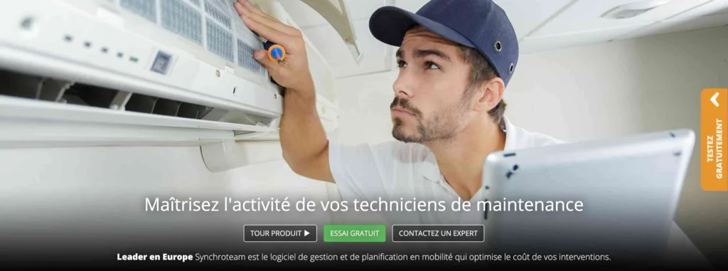 homepage du logiciel de gestion d’intervention synchroteam