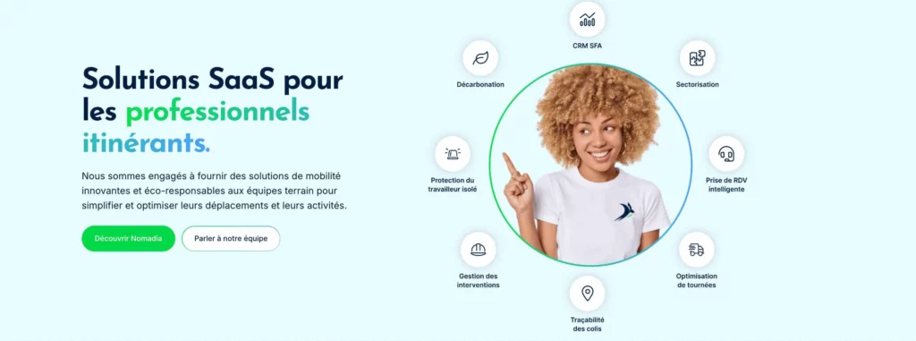 homepage du logiciel de gestion d'intervention nomadia