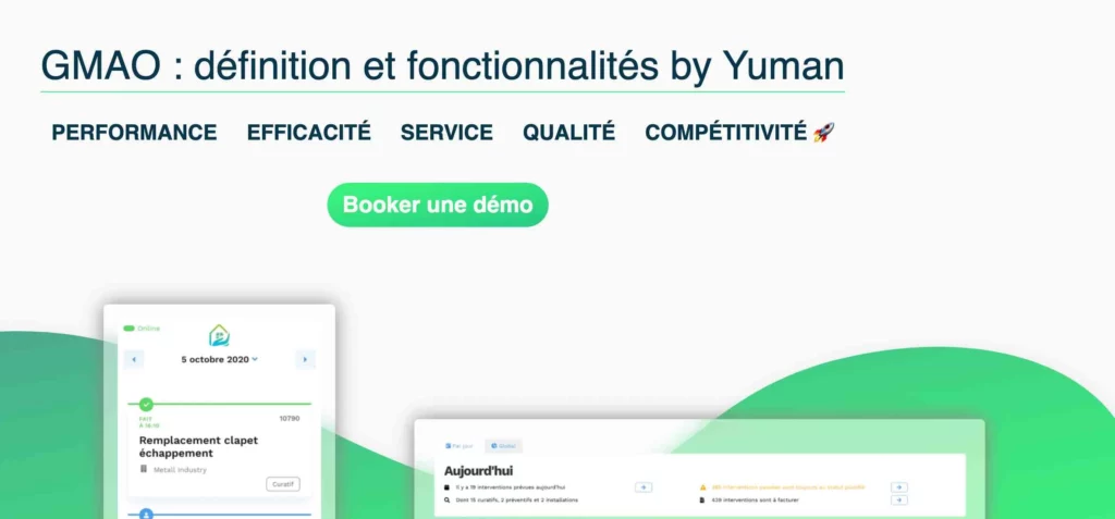 homepage du logiciel de gestion d’intervention yuman