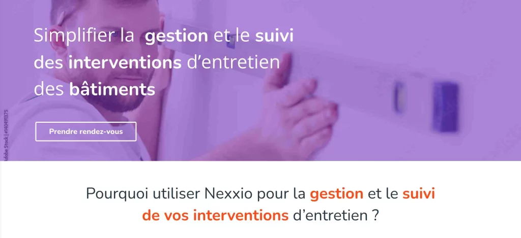 homepage du logiciel de planning Nexxio