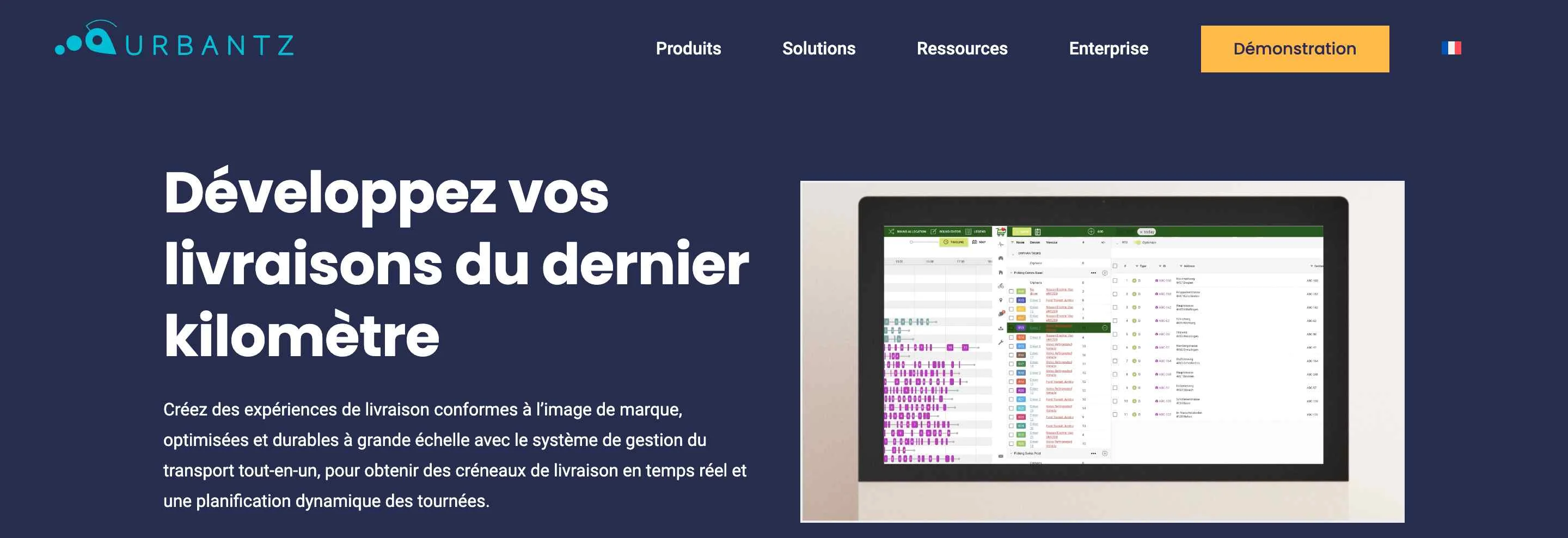 homepage du logiciel d'optimisation de tournée urbants