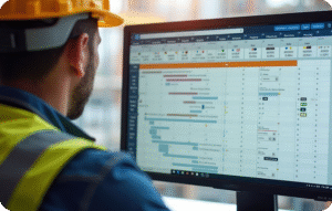 Technicien consultant un planning d’interventions sur un écran