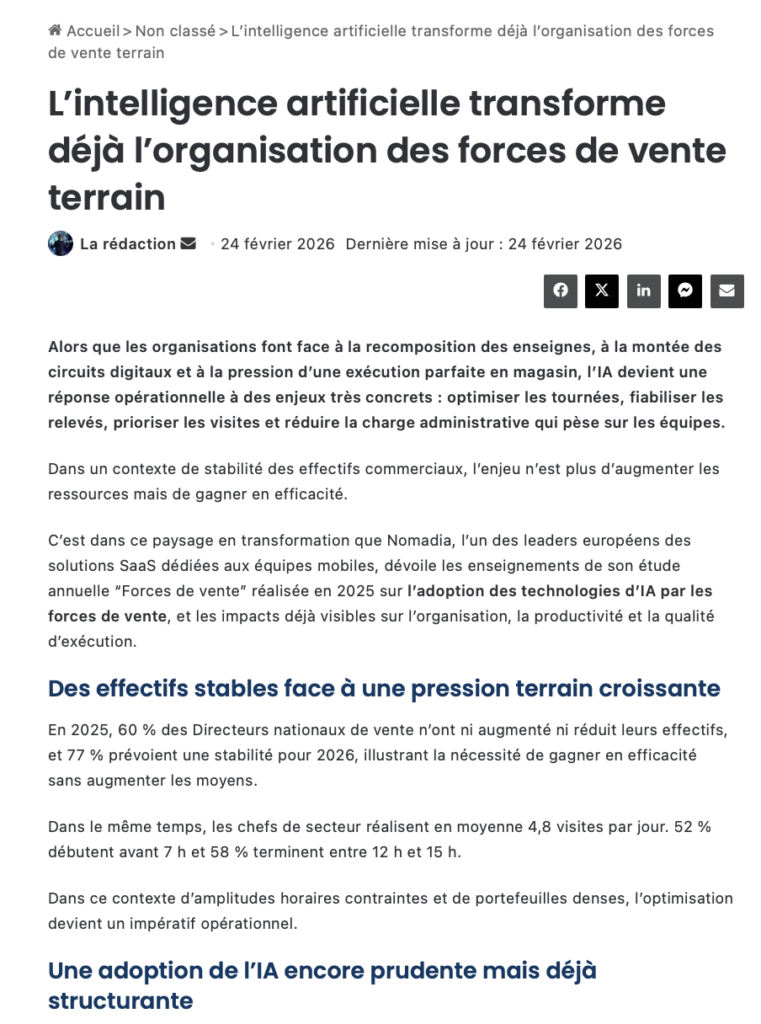 L’intelligence artificielle transforme déjà l’organisation des forces de vente terrain