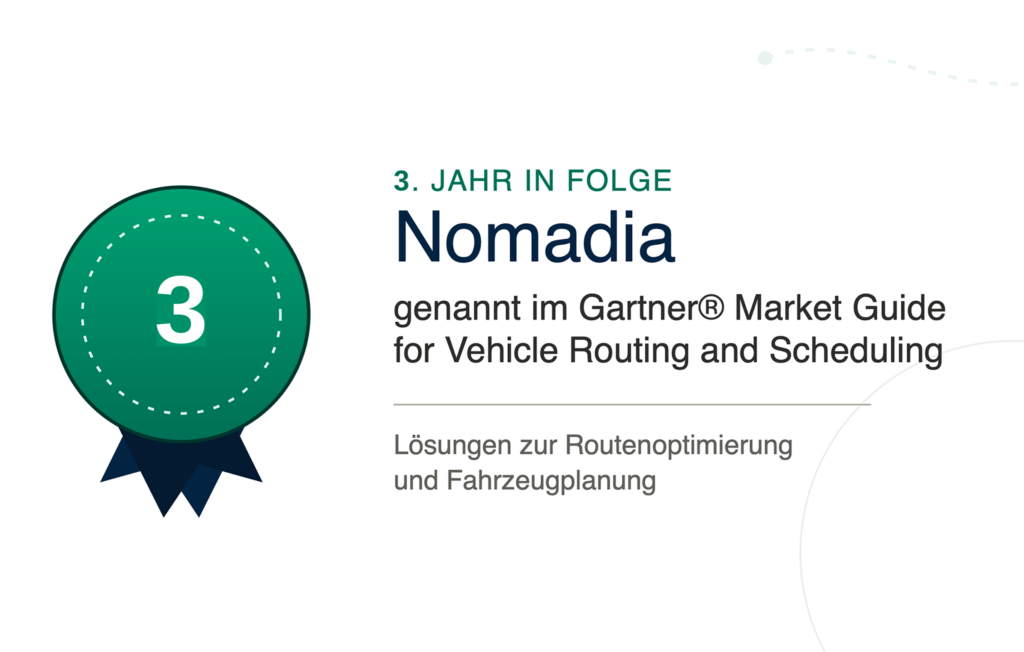 Nomadia wird zum dritten Mal in Folge im Gartner® Market Guide for Vehicle Routing and Scheduling erwähnt