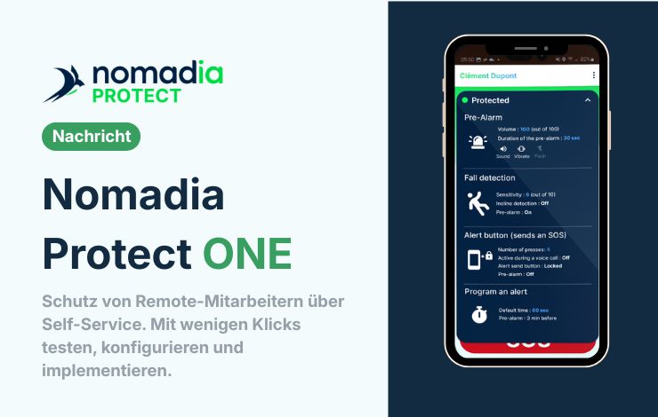 Nomadia bringt „Nomadia Protect ONE“ auf den Markt, ein neues Self-Service-Angebot, das den Schutz von allein arbeitenden Mitarbeitern für alle zugänglich machen soll